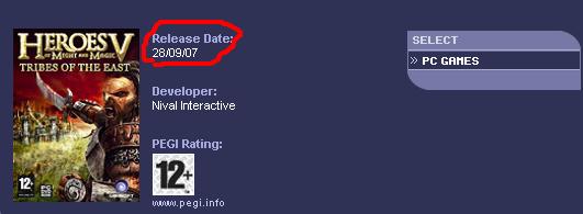 Официальная дата выхода Heroes 5: Tribes of the East